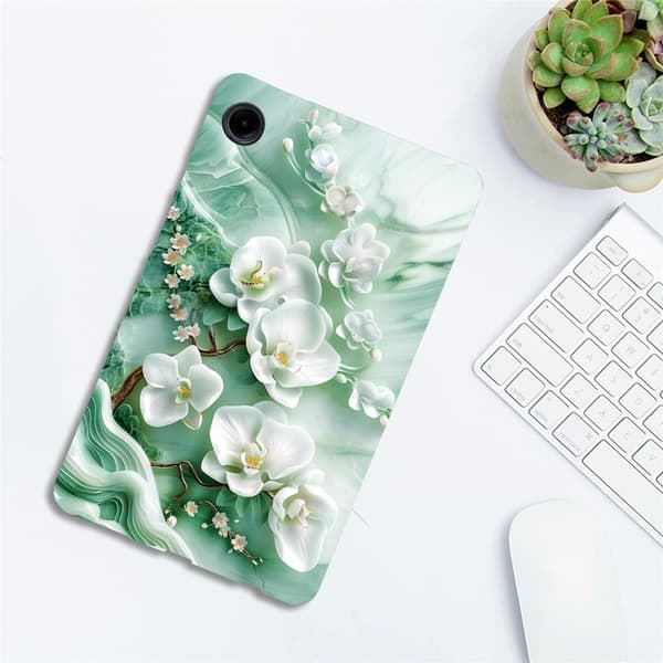 Til Samsung Galaxy Tab A11 / A9 Etui Mønstertryk Slankt TPU Beskyttende Tablet Etui Jade Multicolor