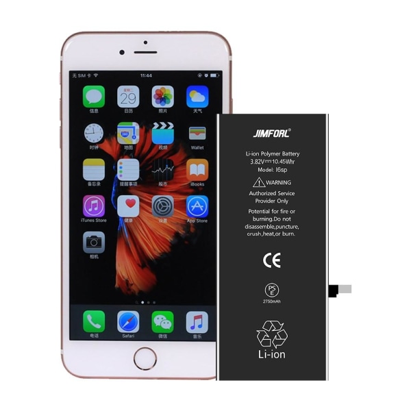 IPARTSEXPERT 3000mAh batteri med høj kapacitet til iPhone 6s Plu Black