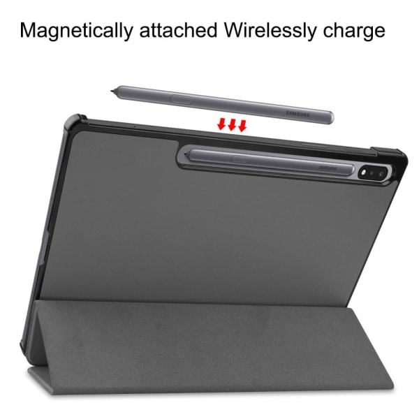 Tri-fold Stand Smart Case for Samsung Galaxy Tab S7 Plus / S8 Plus - Gray Grey