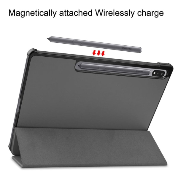 Tri-fold Stand Smart Case til Samsung Galaxy Tab S7 Plus / S8 Pl Grey