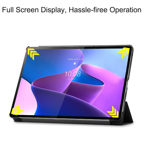 Tri-fold Stativ Tablettveske for Lenovo Tab P12 Pro - Svart Black