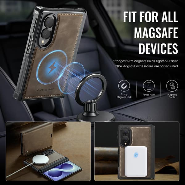 CASEME Magnetisk telefonlommebokdeksel til Samsung Galaxy Z Fold8 Brown