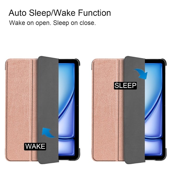 Etui for iPad Air 11 (2024) - Tri-fold Stativ Tablettdeksel - Roségull Pink gold