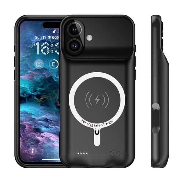 För iPhone 16 Plus Portable Charger Case 7000mAh PowerBank kompatibel med MagSafe Transparent