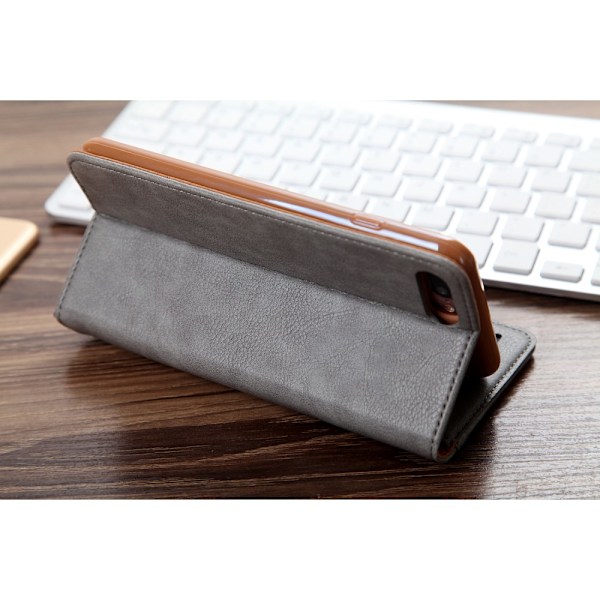CMAI2 Litchi Lommebok - cover til iPhone 7 Plus - Grå Grey
