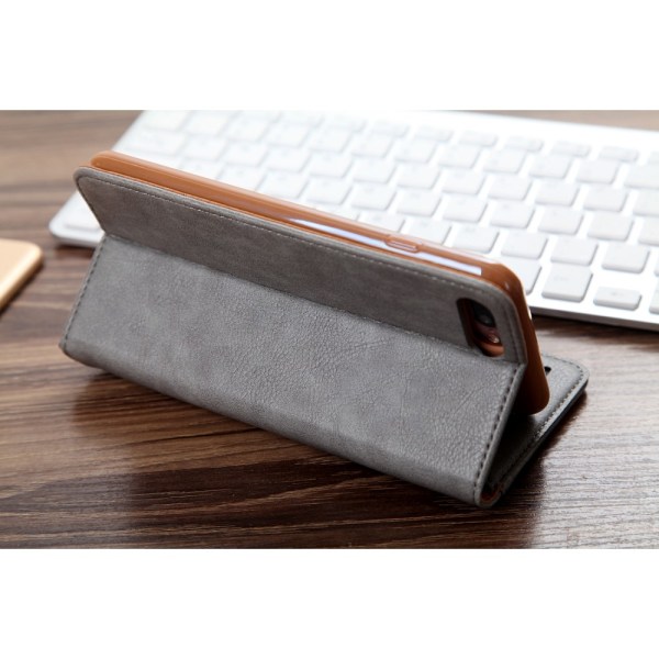 CMAI2 Litchi plånboksfodral till iPhone 7 Plus - Grå grå