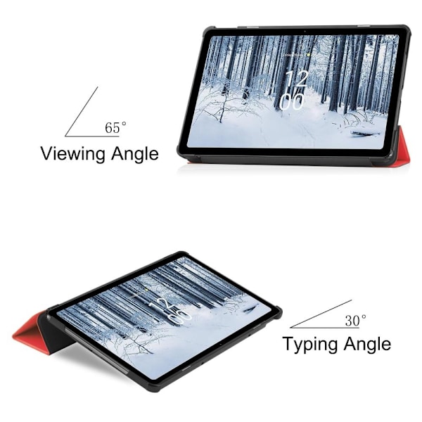 Nokia T21 Tri-fold Stand Wake/Sleep Cover Tablet-kotelo - Punainen Red