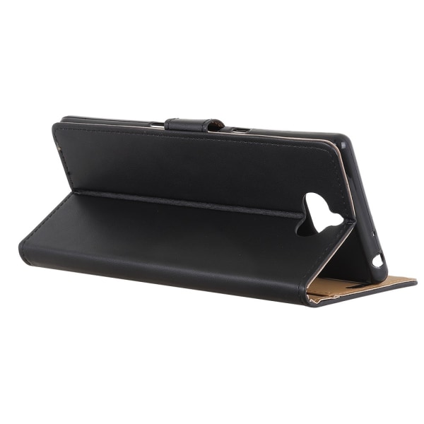 Wallet Stand Flip Lædertelefontaske til Sony Xperia 10 Plus - B Black