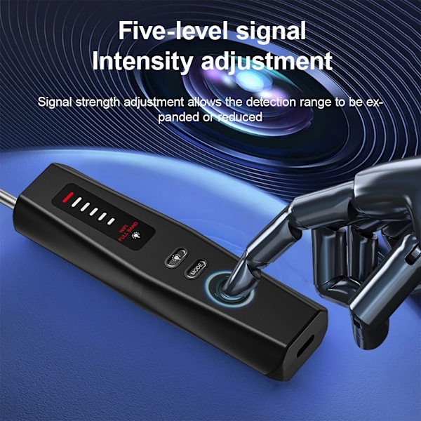 RF-signaldetektor GPS WiFi Tracker Kamera Buggdetektor Anti-spion infraröd skanner Svart