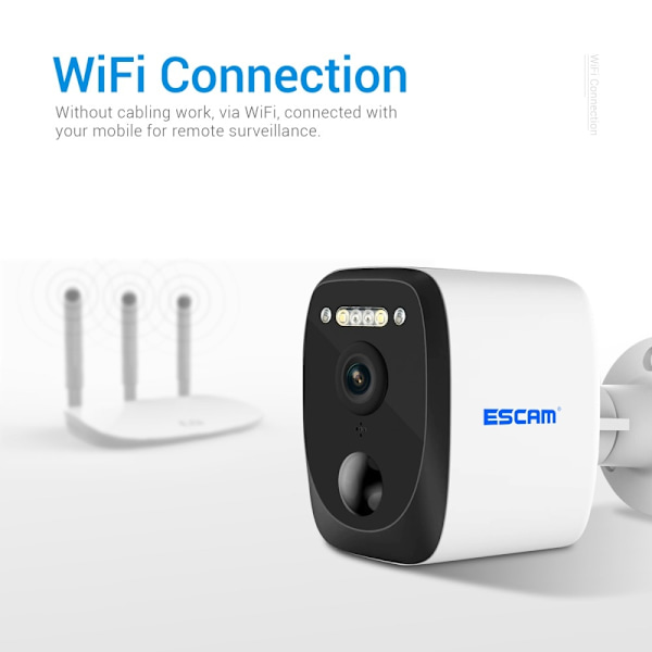ESCAM QF370 3MP WiFi Kamera PIR Night Vision IP-kamera solpanel Vit