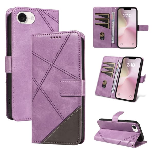 Lommebokdeksel til iPhone 17e / 16e – Geometrisk Linje Purple