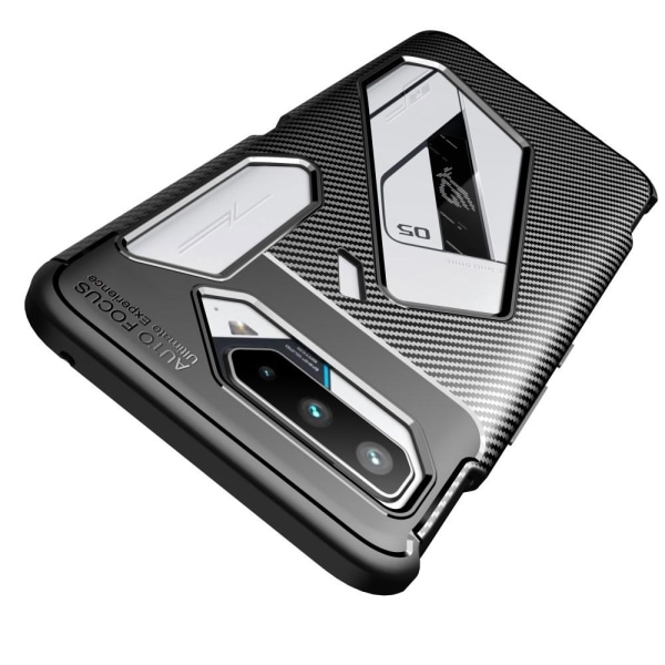 Asus ROG Phone 5 Kulfiber Tekstur - Sort Transparent