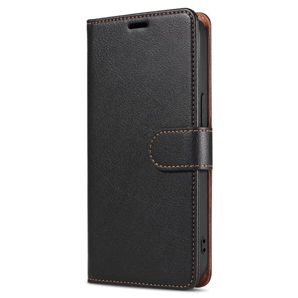Retro Crazy Horse Taske til iPhone 15 Plus Telefontaskestativ Black