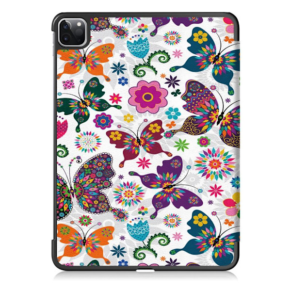 Apple iPad Pro 11 (2020) Slim fit tri-fold fodral - Butterflies and Flowers Grön
