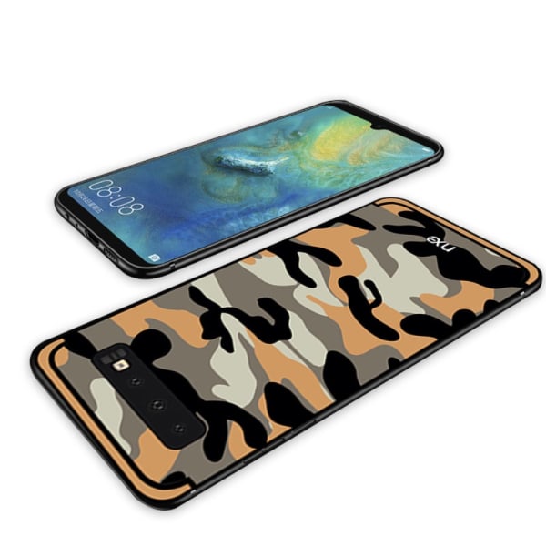 NXE Camouflage Pattern PC TPU Hybrid Cover til Samsung Galaxy S10 Orange