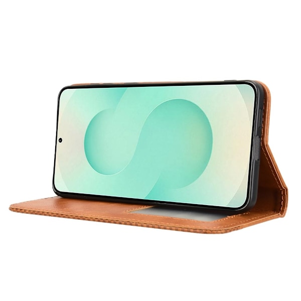 För Samsung Galaxy S25 Edge Plånboksfodral Exklusivt Brun