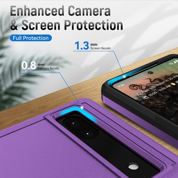 Google Pixel 6A Stødsikker TPU+PC Kickstand Telefonetui Bilmonteret Metalplade - Lilla/Sort Purple
