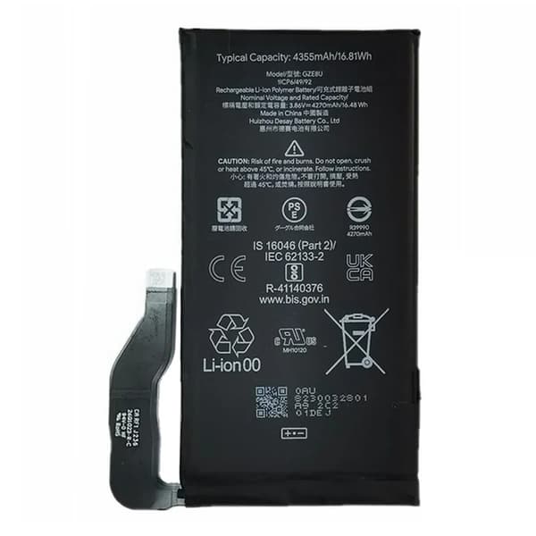 Batteri För Google Pixel 7 5G 3.86V 4270mAh Li-Polymer Batterienhet Kod: GZE8U Svart