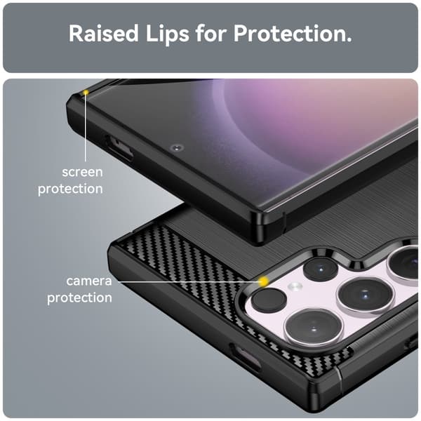 Mobildeksel for Samsung Galaxy S24 Ultra, TPU med karbonfibertekstur Black