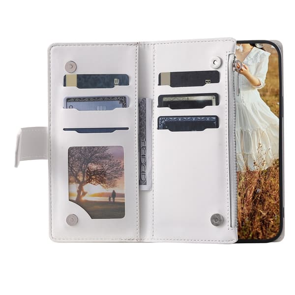 För Google Pixel 10 Pro XL Zipper Wallet Case Rhombus Telefonfodral Vit