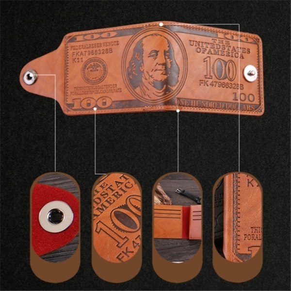 Plånbok Börs 100 dollar sedel Pengar Bifold korthållare - Svart Svart
