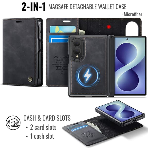 CASEME Magnetisk telefonlommebokdeksel til Samsung Galaxy Z Fold8 Black