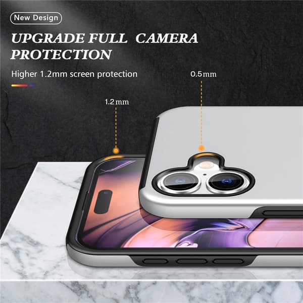 Til iPhone 17 Finger Ring Kickstand Hybrid Taske Silver