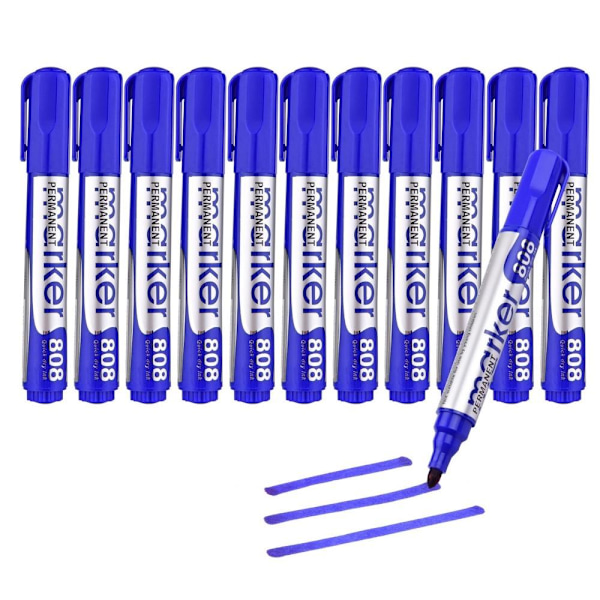 Blå Tusch Permanent Marker Oljebaserad Snabbtorkande Marker Pen Skola Kontor Blå