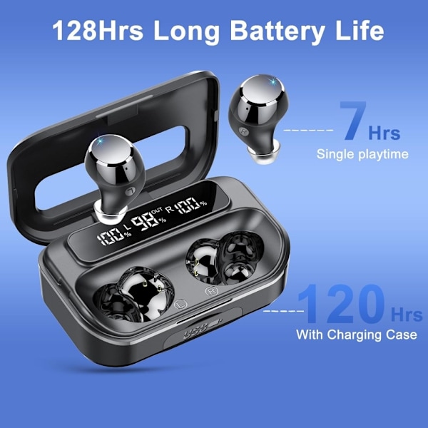 Q26 Bluetooth-hodesett Digital Display In-Ear trådløse hodetelefoner PowerBank-funksjon Black