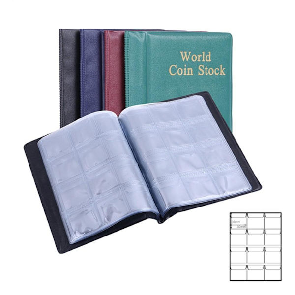 Valutamynter Album mynter Valutasamling Binder Lommemynter Green
