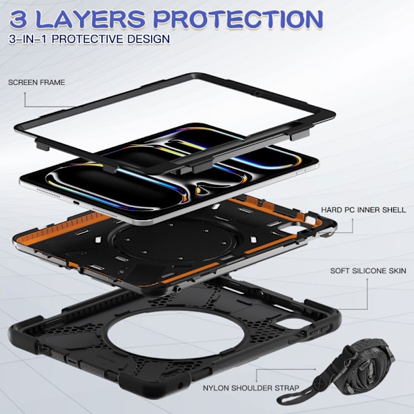Heavy Duty Armor skal till iPad Pro 11 (2024) - Svart Svart