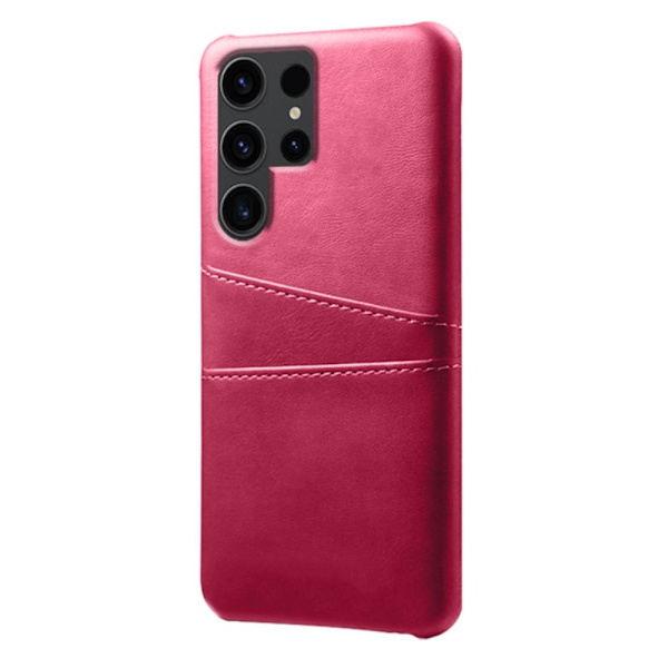 Til Samsung Galaxy S24 Ultra KSQ PU-læderbelagt skal hårdt etui Dark pink