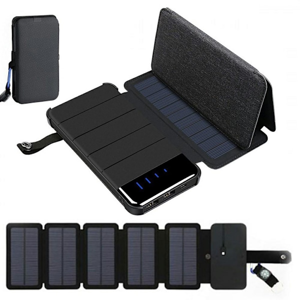N10 7.5W foldbart solpanel bærbar udendørs rejse nødstrømgeneratoroplader Black