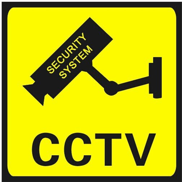 TV/videoovervåkning, Klistremerker 4stk 11x11 cm Yellow