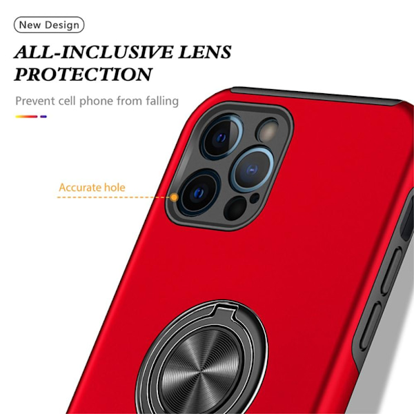 iPhone 13 Pro Sormirengas Sivutuen Hybridikotelo - Punainen Red