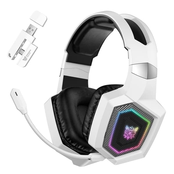 Bluetooth-hodetelefoner ONIKUMA Gaming Headset med trippelmodus og RGB-belysning og surroundlyd White