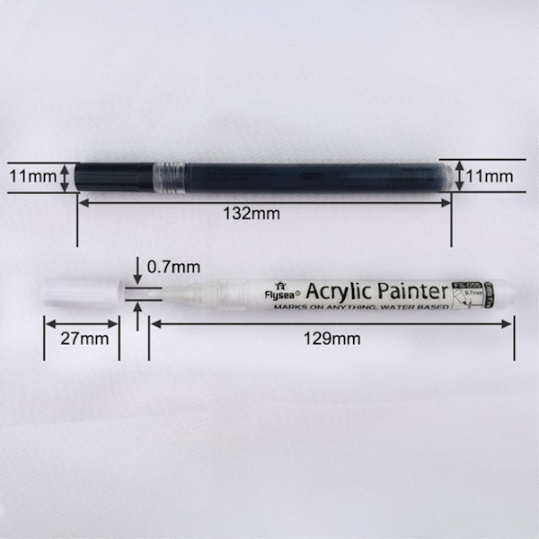 2 stk 1 Sort 1 Hvid Akryl farvepen farvetusch til glas papir sten Black