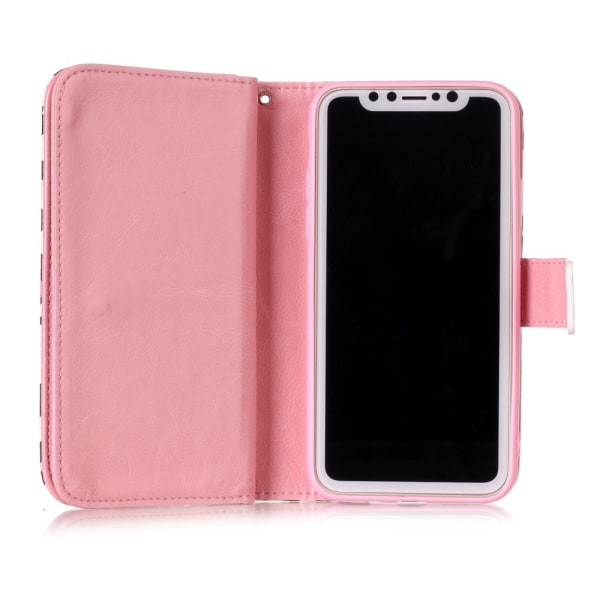 iPhone XS Max Fodral 9 Kortplatser - Rose Leopard Multicolor