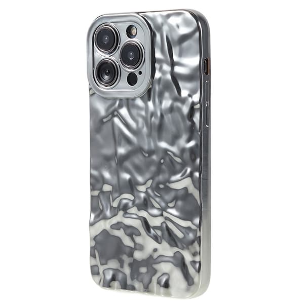 Til iPhone 15 Pro Max TPU Etui Elektroplating Rynket Ujævn Telefon Cover Silver