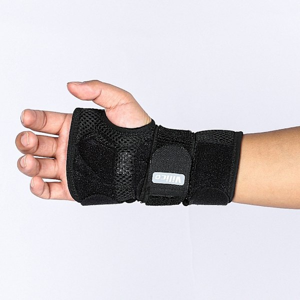 armband handledsstöd aluminiumplatta för karpaltunnel artrit - vänster hand Black