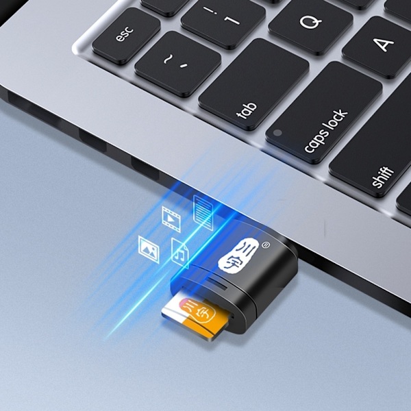 KAWAU Adapter USB 2.0 60MB/s TF-kortlæser Hukommelseskortlæser Kortlæser Black