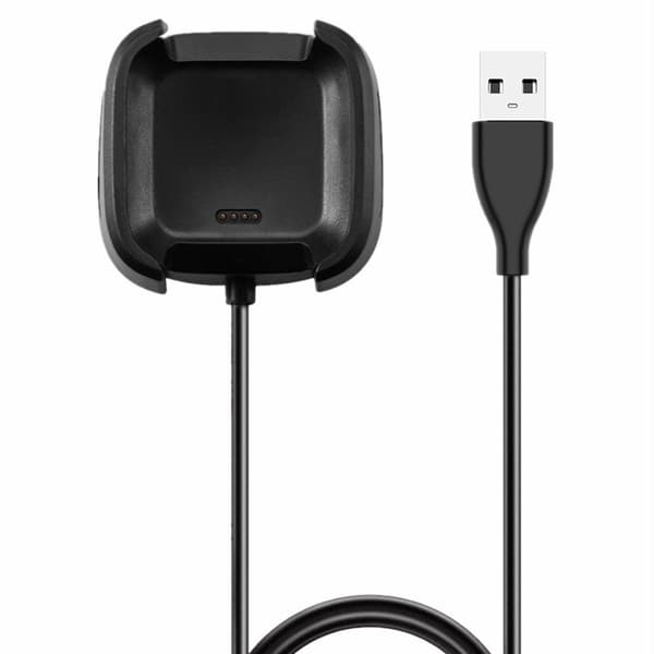 1.0M USB - opladningskabeldockestativ til Fitbit Versa 2 - Sort Black