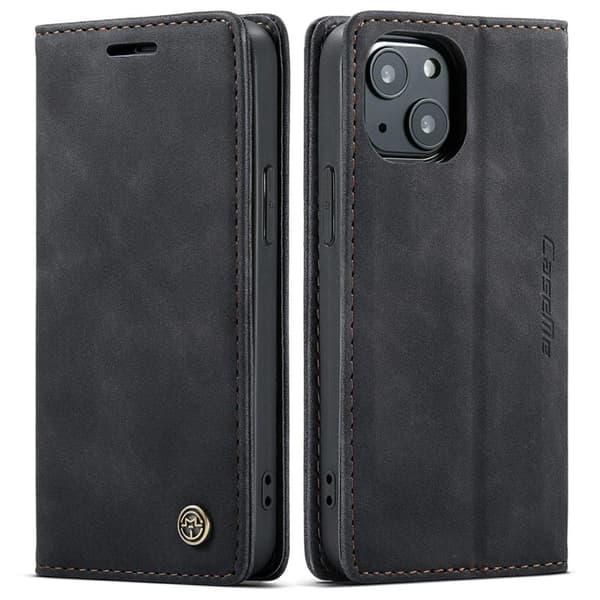 CASEME Retro lompakkokotelo iPhone 13 - musta Black
