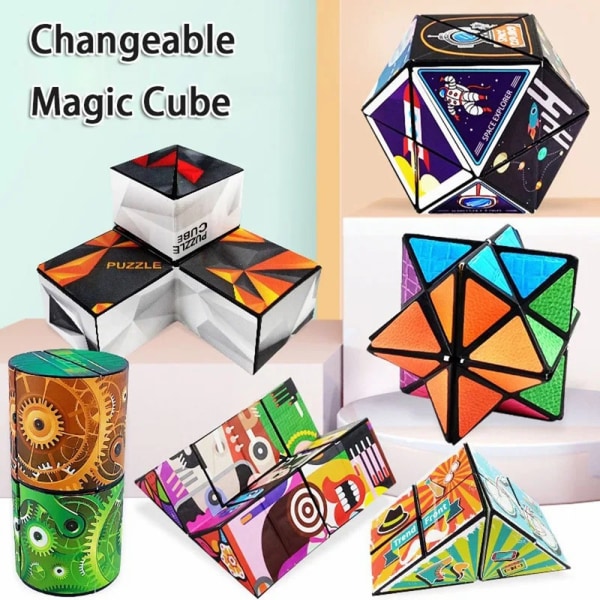 Fidget 6x6x6cm 3D magnetisk kube skiftende magisk terningpuslespill Multicolor