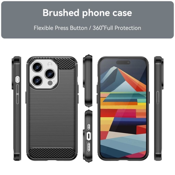 Hiilikuiturakenteinen TPU-kansi iPhone 15 Pro Maxille Black