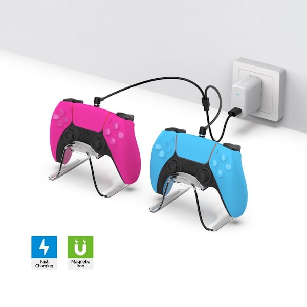 För PS VR 2 - kontroller 1 USB till 2 USB - C laddningssladd Svart