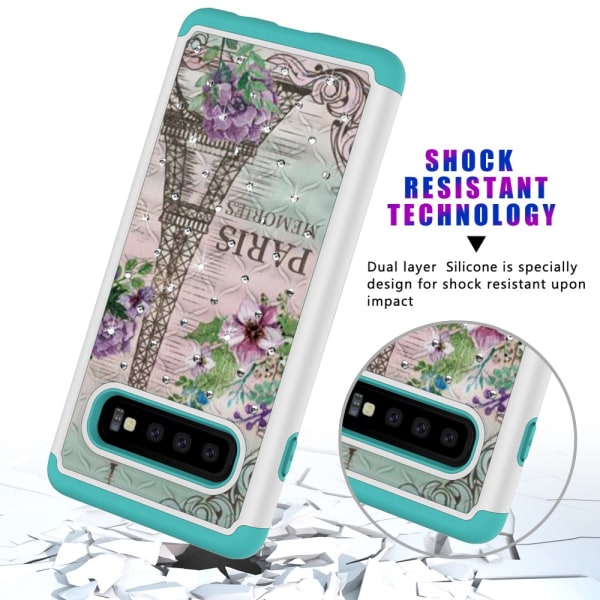 Samsung Galaxy S10 TPU-Skal Armor Extra Tåligt - Eiffel Tower and Flower Svart
