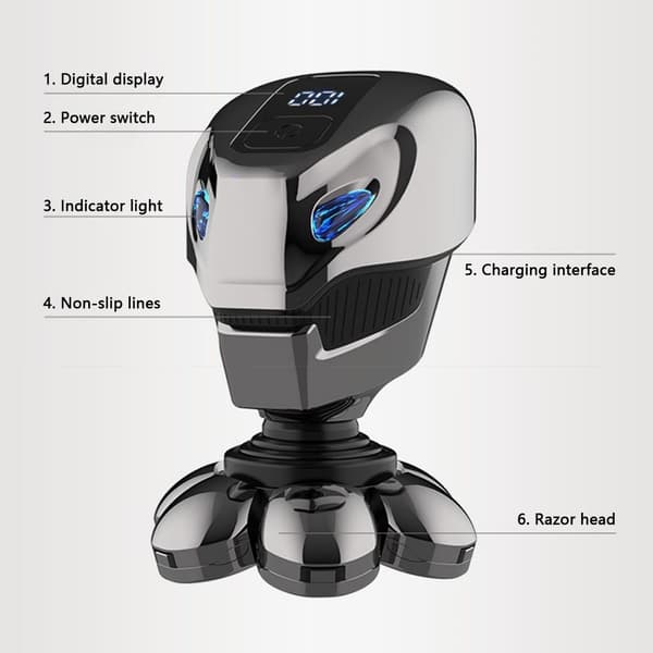 5 - i - 1 multifunktionell elektrisk rakapparat med digital display Silver