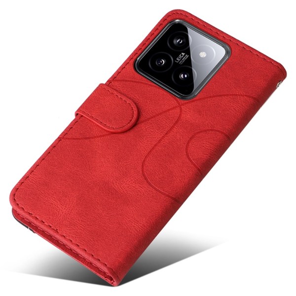 Til Xiaomi 14 KT-serie-1 dobbeltfarve tegnebog Red
