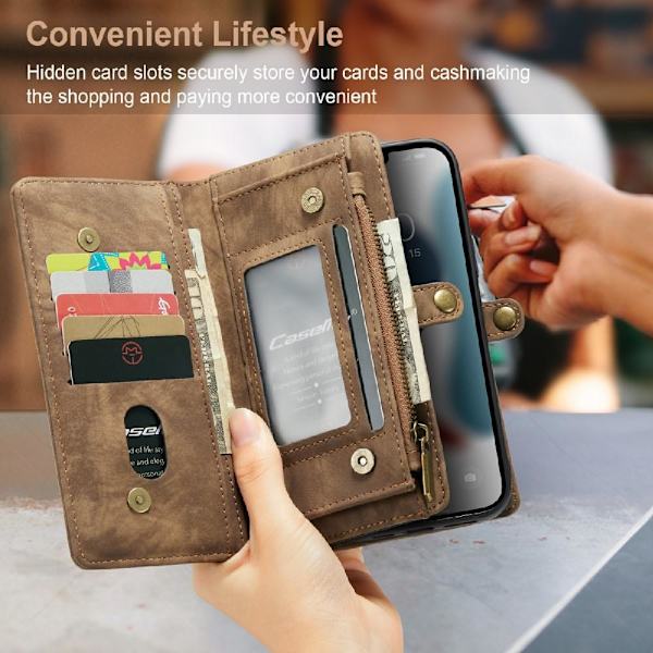 CASEME iPhone 13 Pro 2 - in - 1 Wallet Phone Shell - Brun Brown